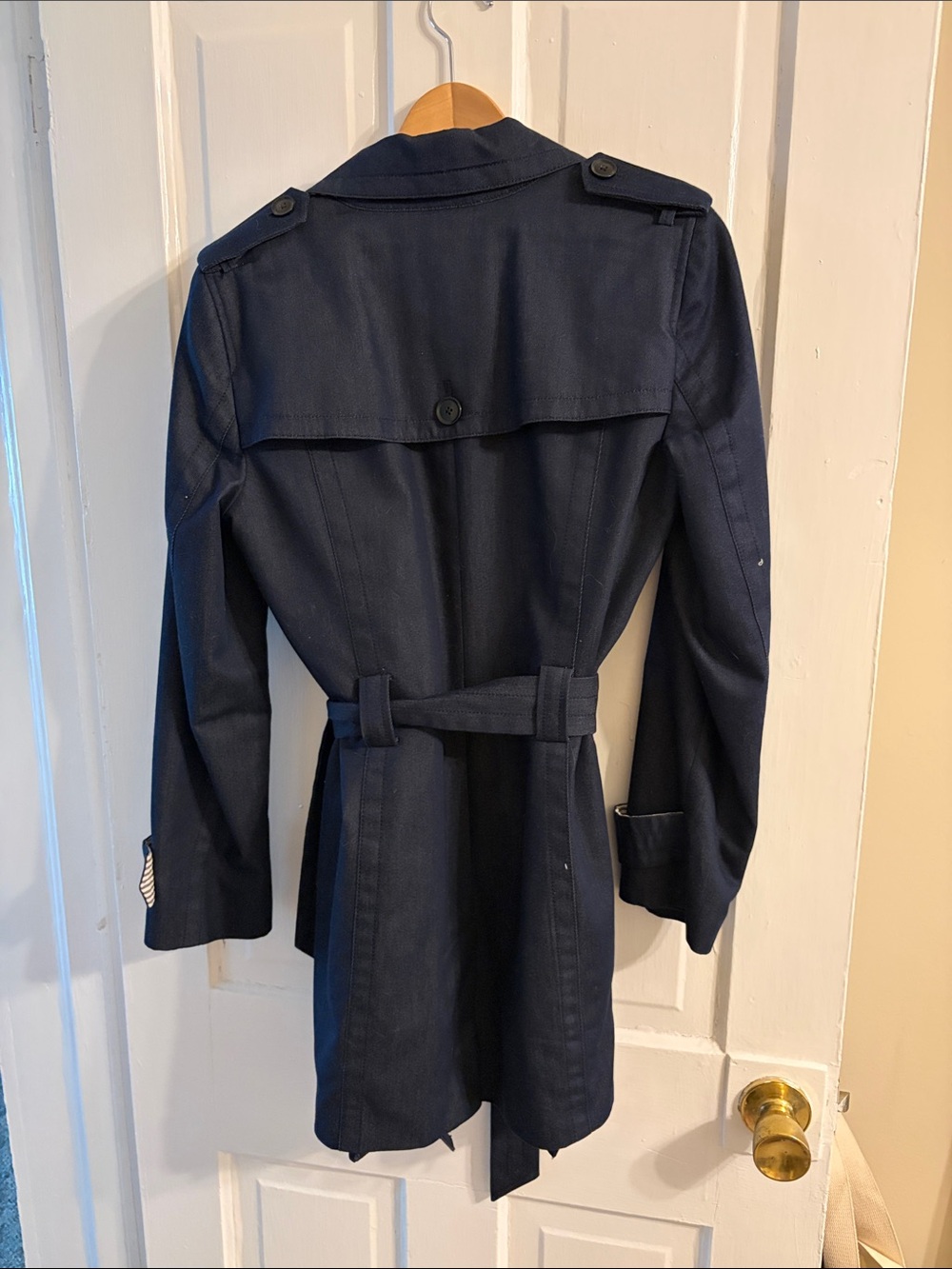 Women’s Navy Double-Breasted Trench Coat - Picture 4 of 4
